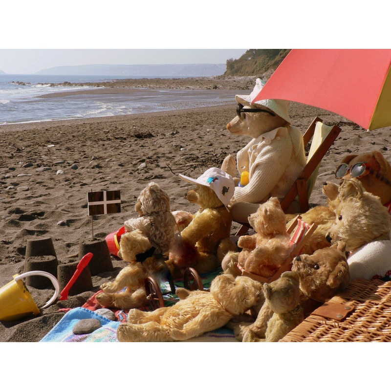 A 2nd group of bears at the seaside in Cornwall