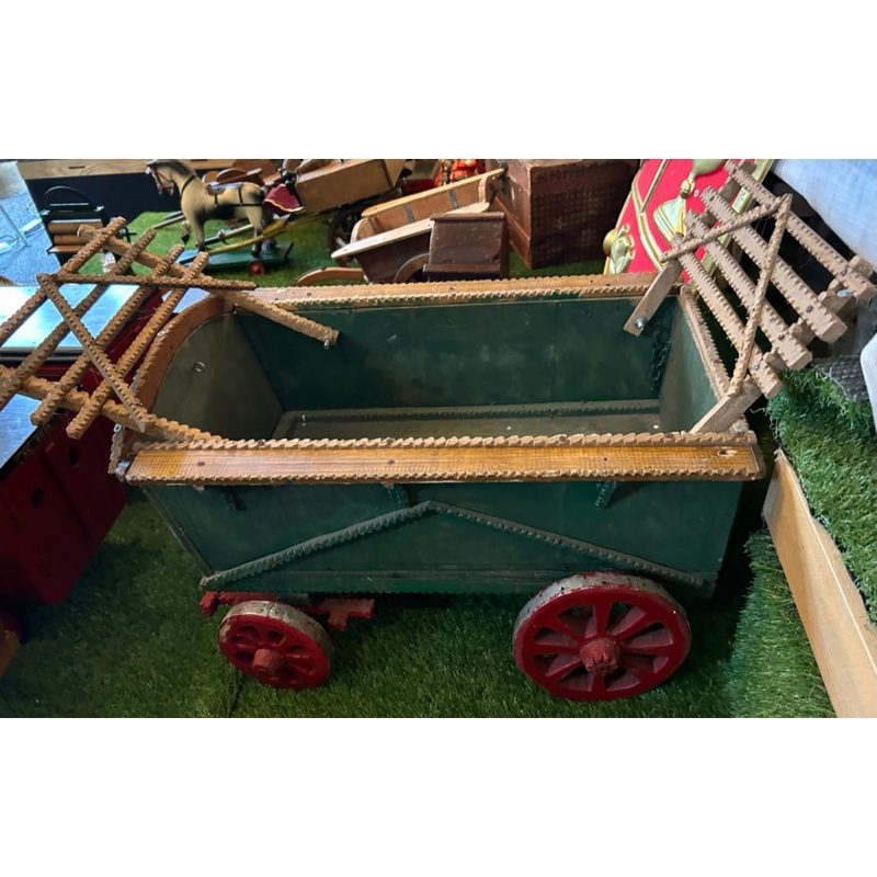 SOLD Large wooden green cart. For Sale 75.