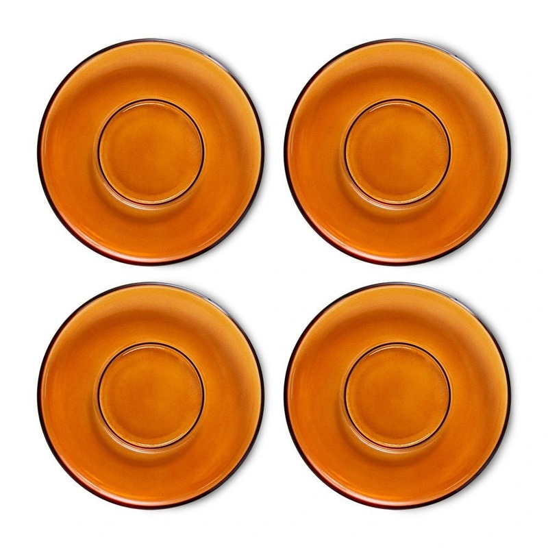 70’s Glassware Untertassen, 4er Set