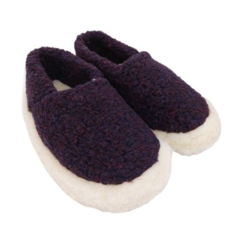 Unisex Woll Hausschuhe – Pflaume
