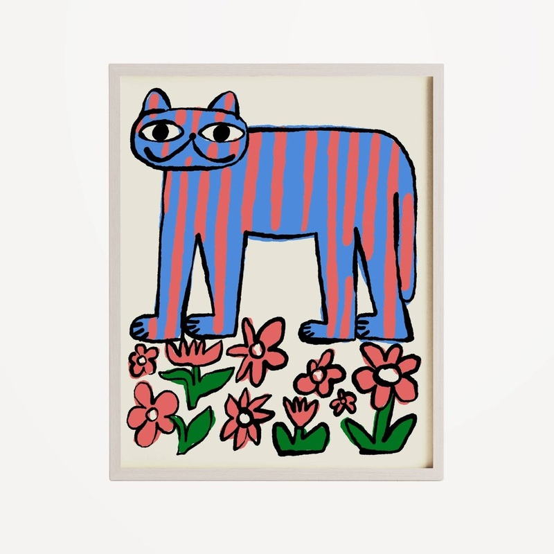 Colour Me Cat Stripe Art Print – A3