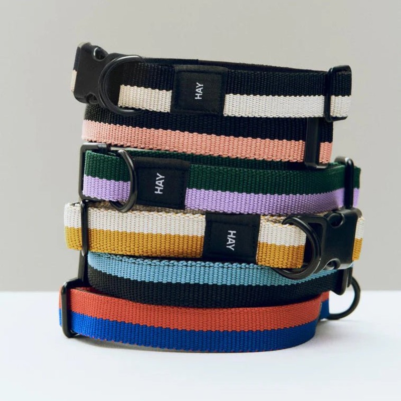 Flat Dog Collar from HAY|Pink & Black|Lavendar & Green|Small / Medium|Medium / Large