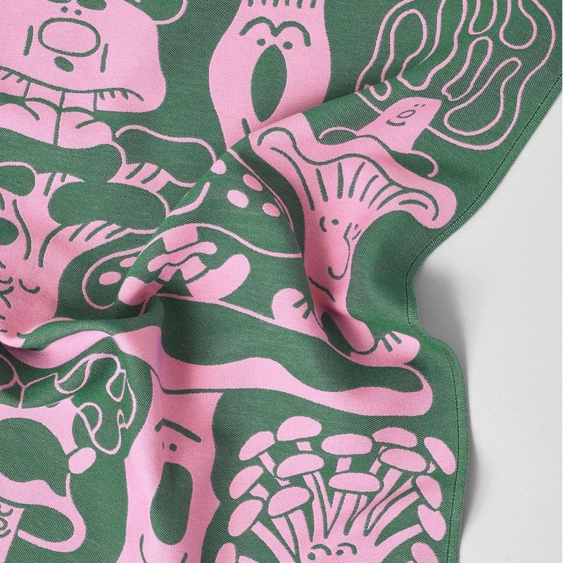 Mushrooms Woven Cotton Tea Towel