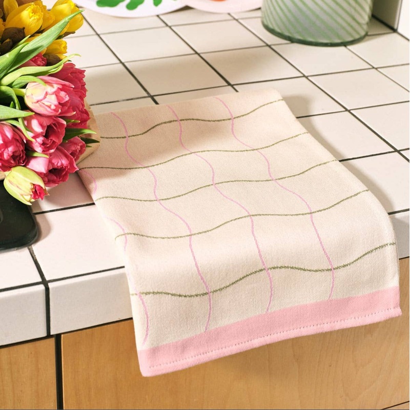Natrliches Wavy-Grid Baumwoll-Geschirrtuch von Wrap