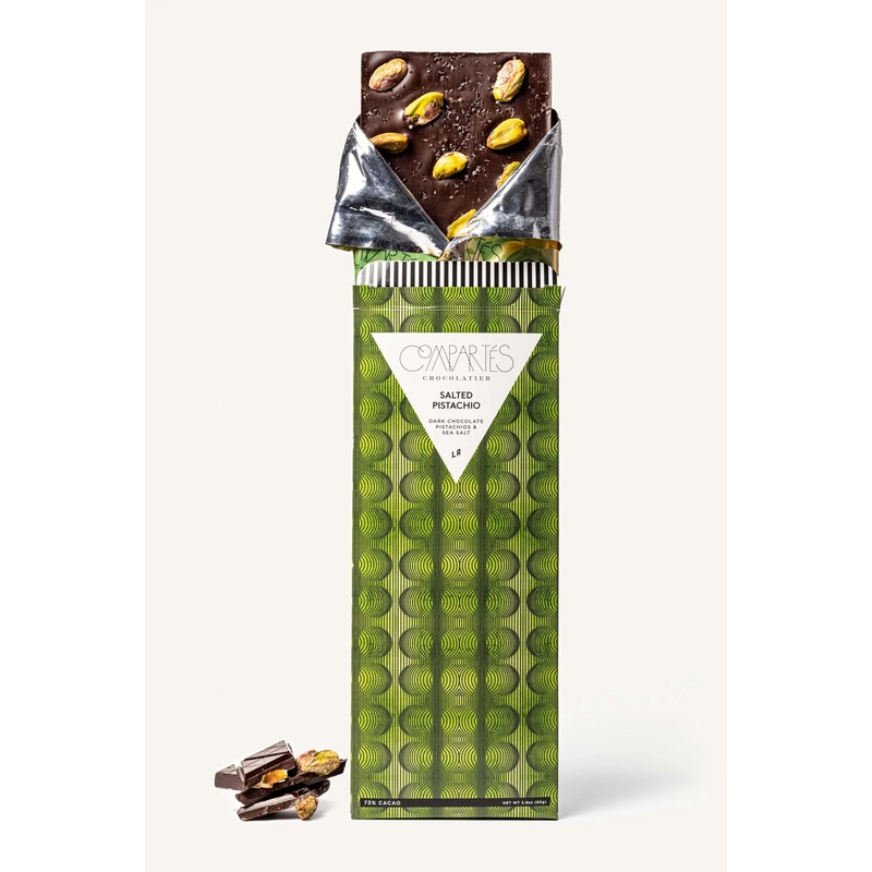 Dunkler Schokoriegel mit gesalzenen Pistazien – Comparts Chocolatier
