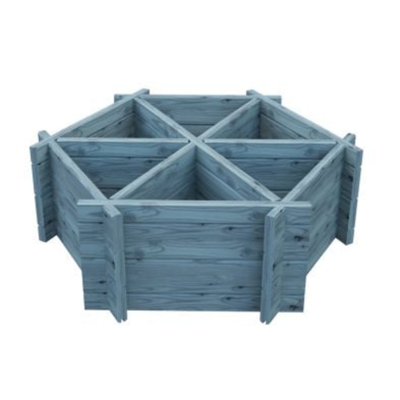 Garden Planter Hexagonal Larch 6 Section Blue Grey by Shire – 1m