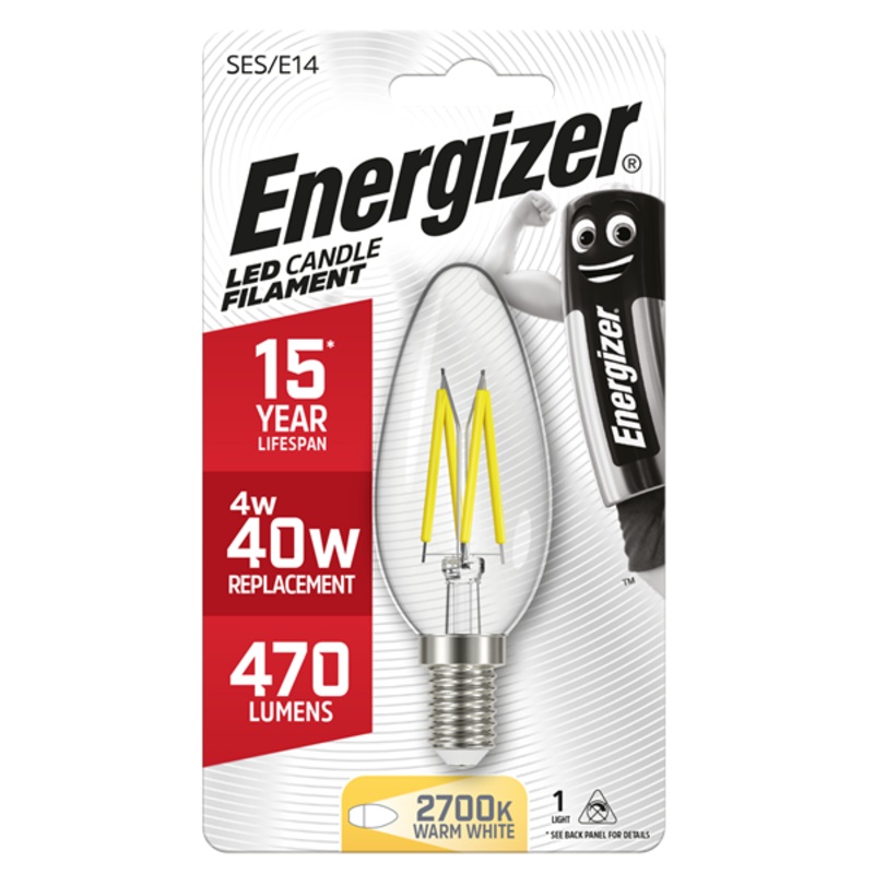 Energizer 4W (40W) E14 Clear LED Candle Light Bulb 1810-26