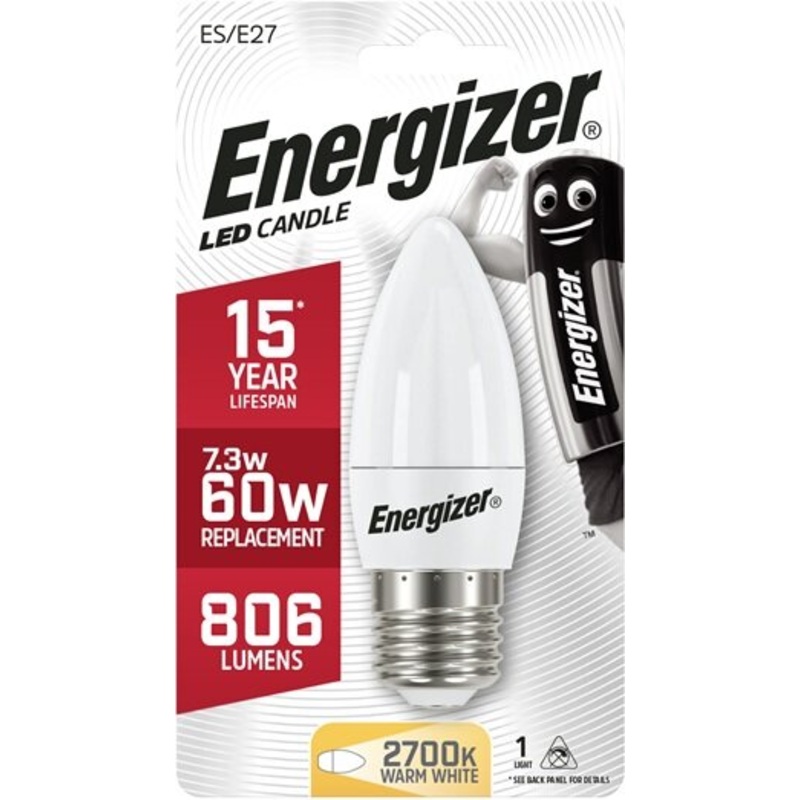 Energizer 7.3W (60W) E27 LED Candle Light Bulb | 1837-30