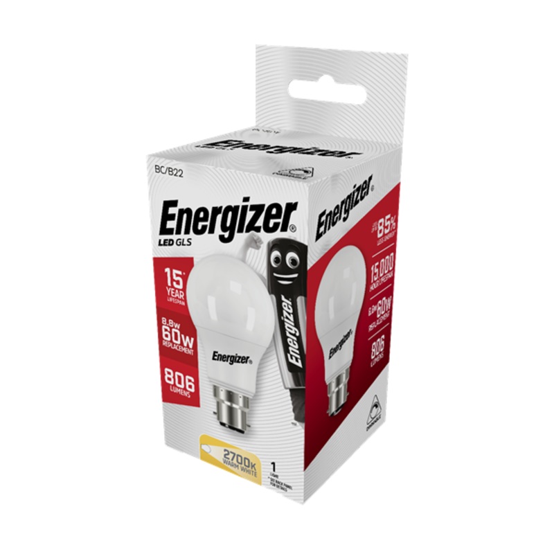 Energizer 9.2W (60W) B22 LED GLS Dimmable Opal Light Bulb1828-30