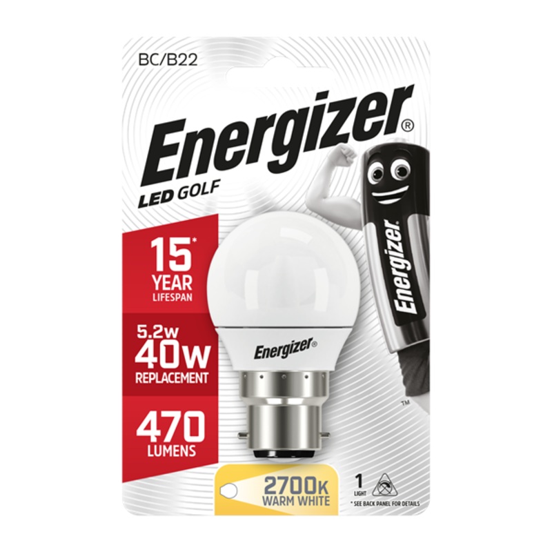 Energizer LED 5.9W (40W) B22 Opal Golf Ball Light Bulb | 1791-20