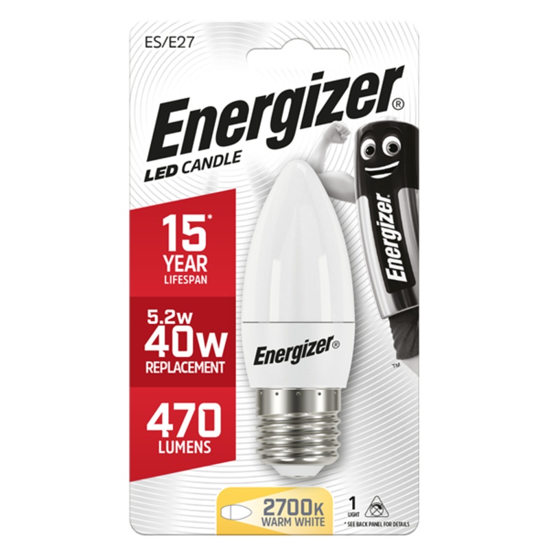Energizer LED 5.9W (40W) E27 Opal Candle Light Bulb | 1791-34