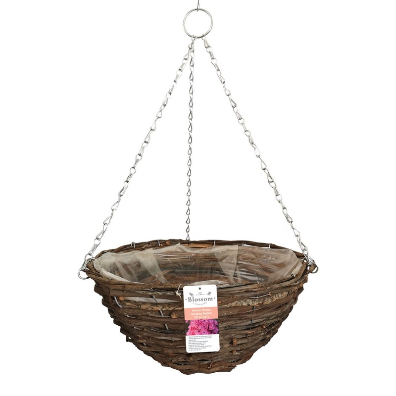Blossom Rattan Hanging Basket Natural 35cm (14”) | GRT968307