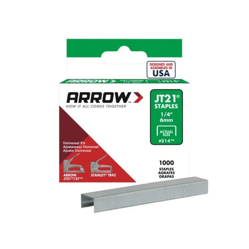 Arrow Staples for JT21 T27 Box of 1000 6mm (1/4”) | ARRJT2114S