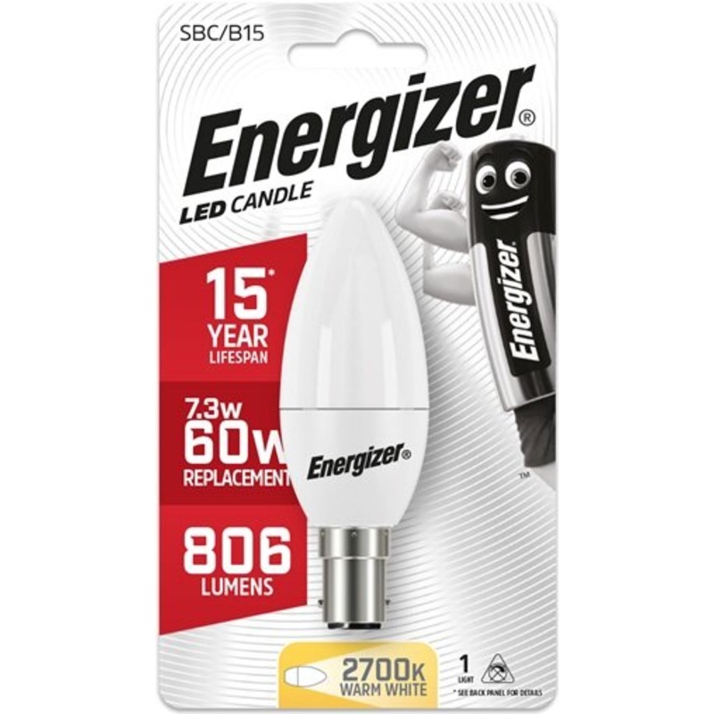 Energizer 7.3W (60W) B15 LED Candle Light Bulb1837-32