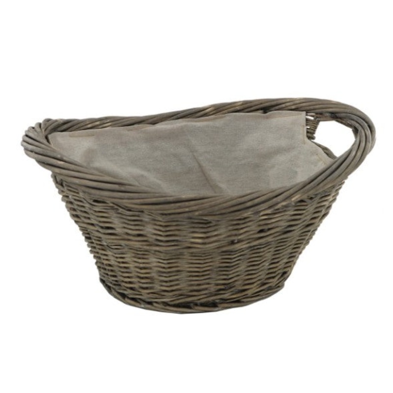 DeVielle Natural Wicker Oval Basket with Canvas Liner | DEFII100