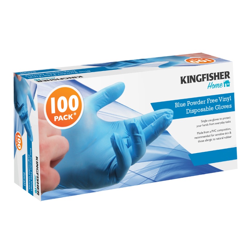 Kingfisher 100 Pack Blue Powder Free Vinyl Gloves – Medium | KGVB2