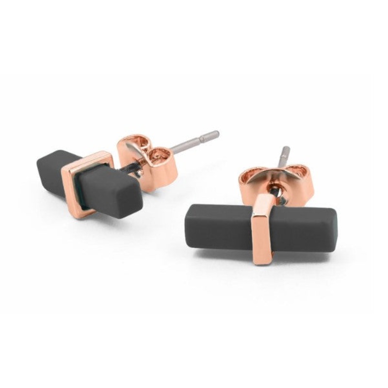 Tipperary Crystal Black Bar Earrings Rose Gold | 152779