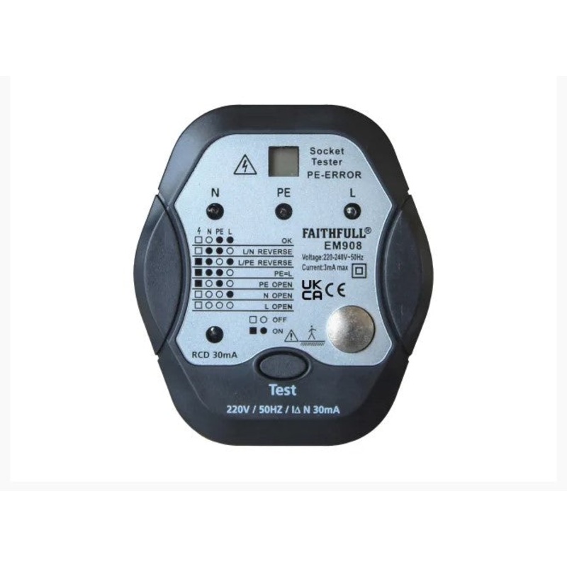 Faithfull Socket Polarity Tester with RCD Test Function | FAIDETSOCRCD