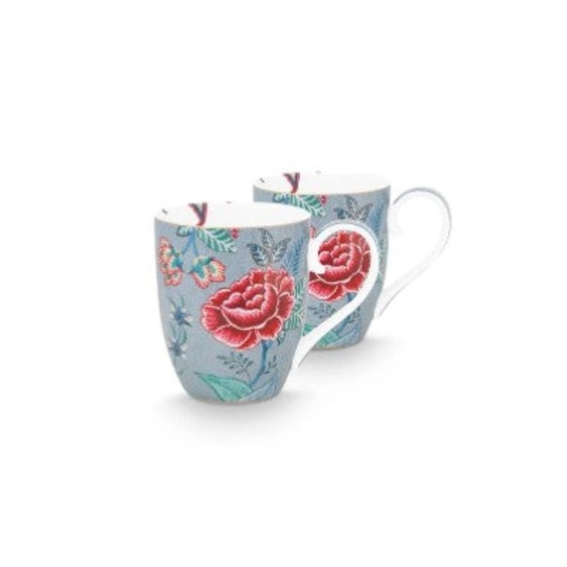 Set/2 Mugs XL Flower Festival Light Blue 450ml 51.002.314