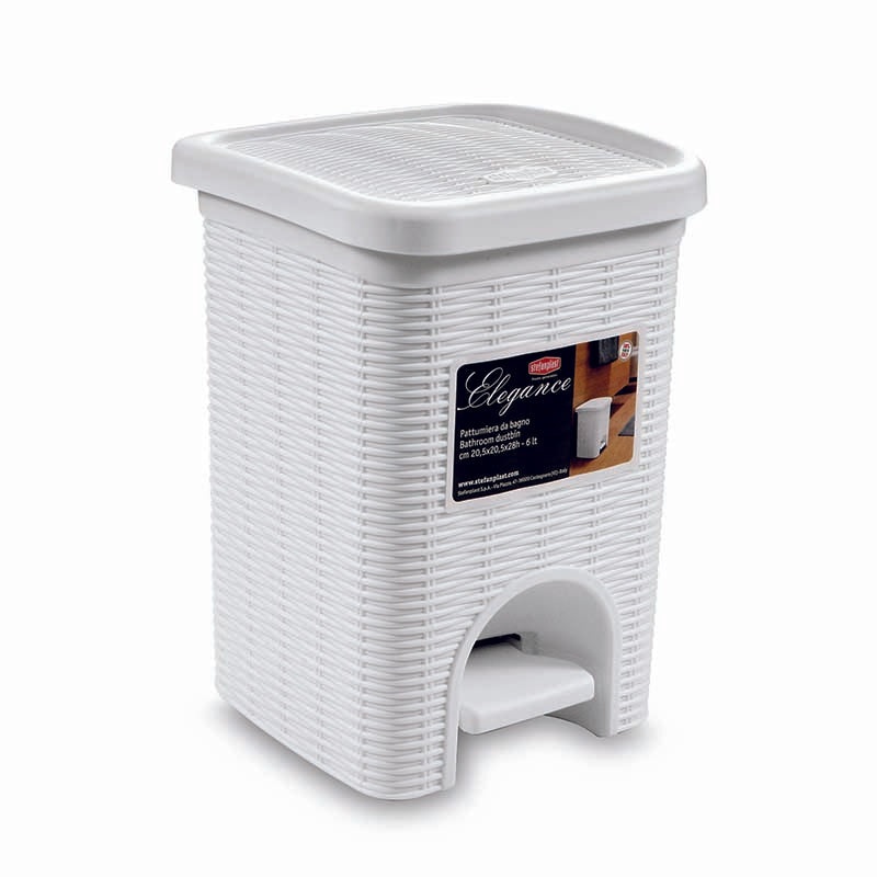 Varian 20 Ltr Large Rattan Dustbin – White | 30800