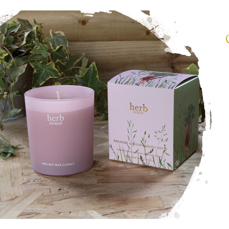 Herb Rhubarb & Fresh Garden Mint Jar Candle | HC-RHU-89