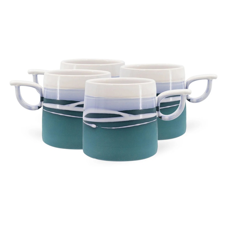 Paul Maloney Teal Set of 4 Mugs  157217