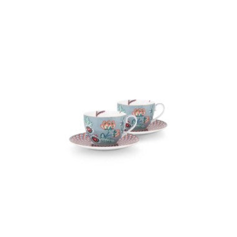Set/2 Cups & Saucers Flower Festival Light Blue 280ml 51.004.139