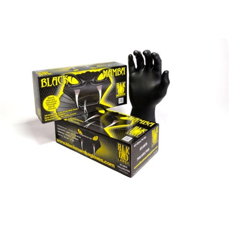Black Mamba Nitrile Gloves  Box of 100 | Heavy-Duty, Chemical-Resistant & Disposable Gloves