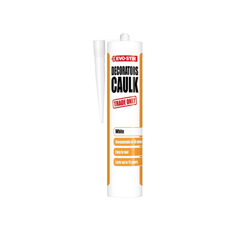 EVO-STIK Decorators Caulk, Low-Movement Crack and Gap Filler, Fast-Drying, Can be Overpainted, Easy-to-Apply, White