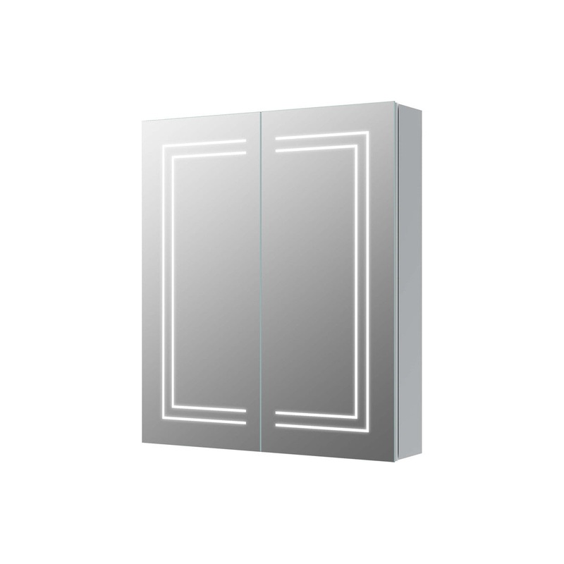SUK 600mm 2 Door Front-Lit LED Mirror Cabinet