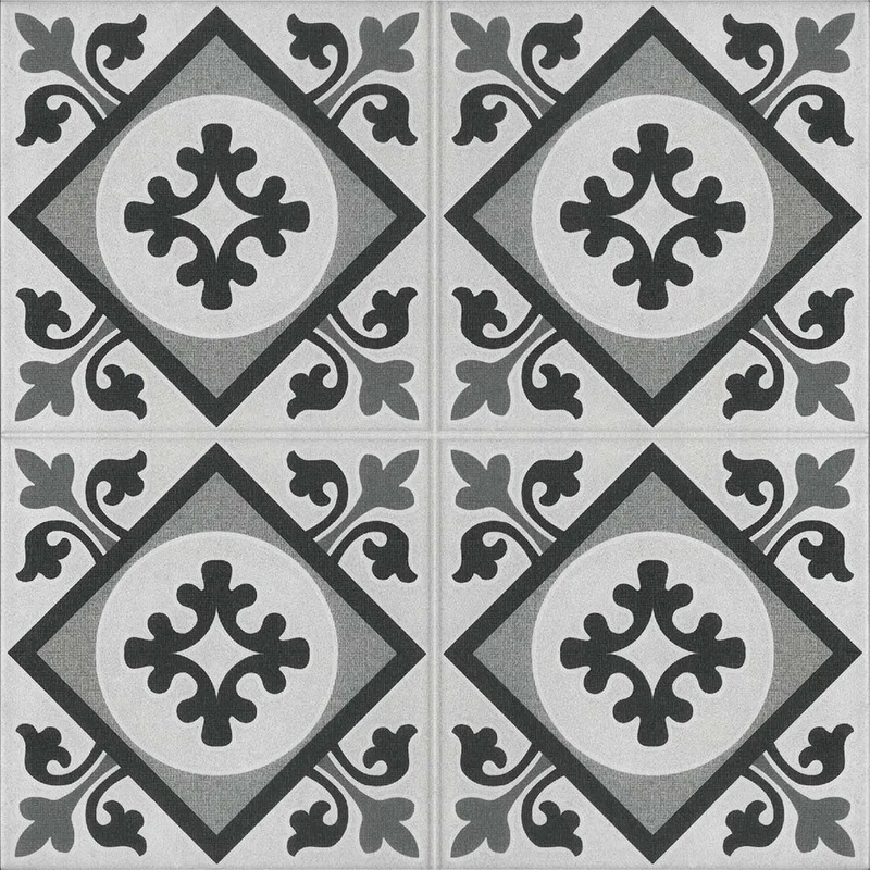 Artisan Grey Pattern Porcelain Tile 45x45cm Matt