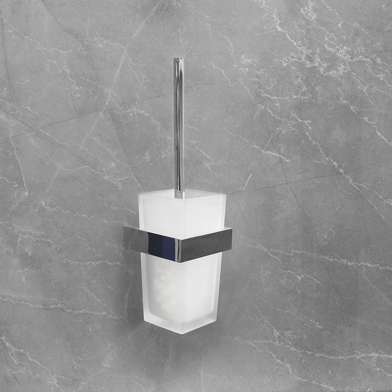 Deluxe Enzo Frosted Glass Toilet Brush Holder
