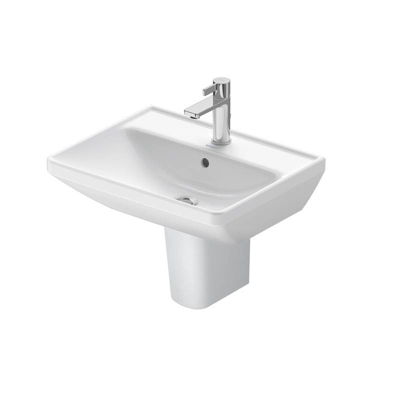Duravit D-Neo 550 Square White Basin With Semi-Pedestal