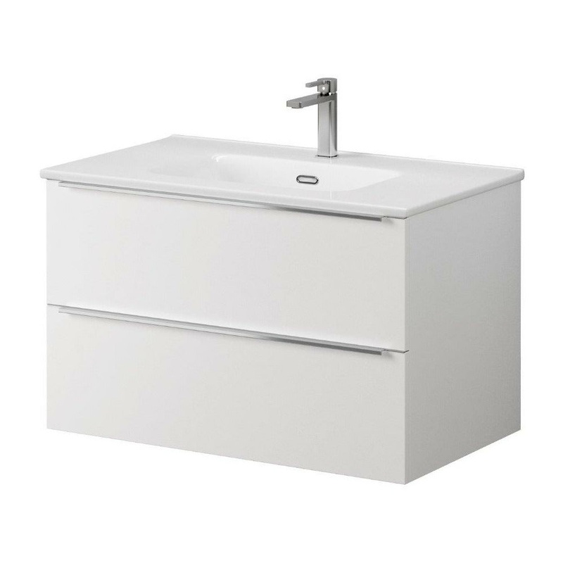 Kara 80cm 2 Drawer Wall Hung Unit Matt White