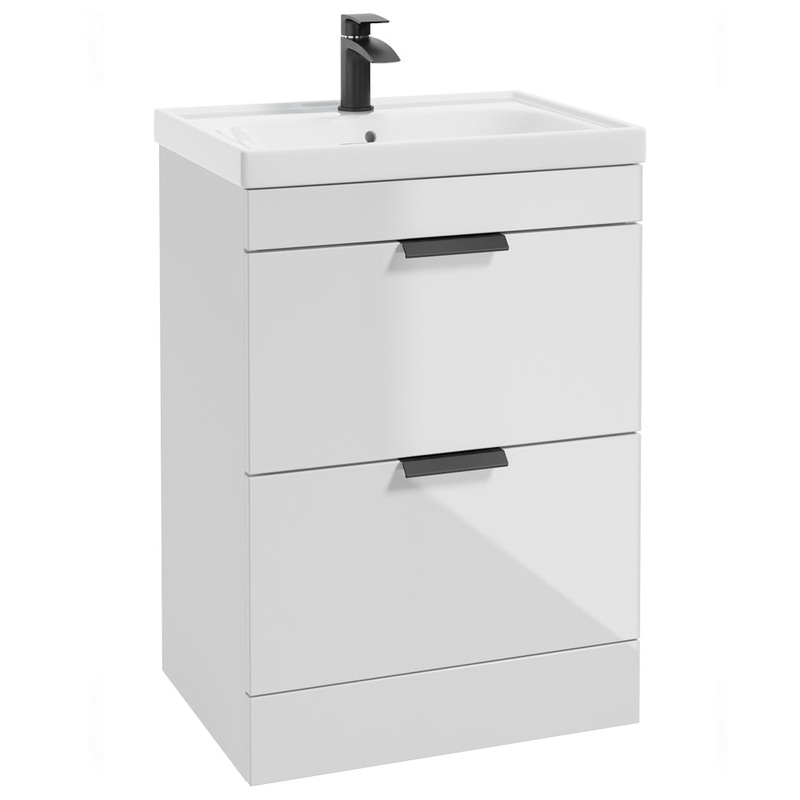 Stockholm Gloss White 60cm 2 Drawer Floo