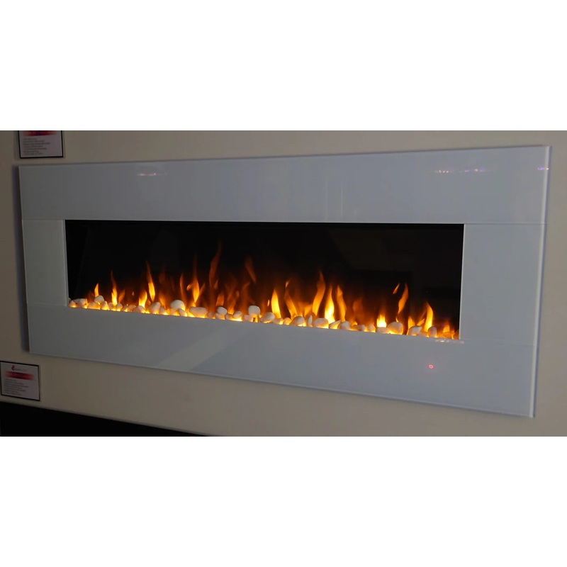 1250 White Super Slimline Built Or Wall Mounted In Media Wall Electric Fire