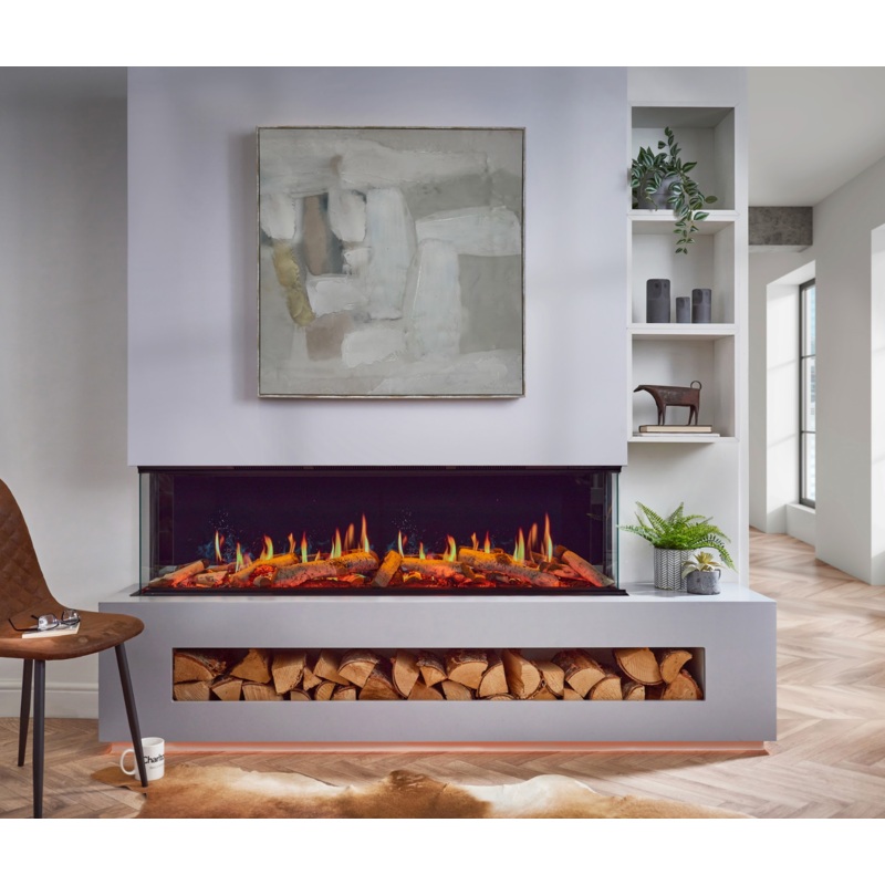 1500 Luminosa Real Flame Charlton and jenrick 150 Built In Media Wall Electric Fire 1-2-3 Sided
