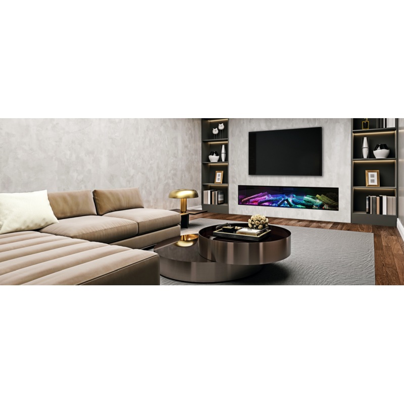 1800 Evonic Halo Avesta Built In Media Wall Electric Fire 1-2-3 Sided
