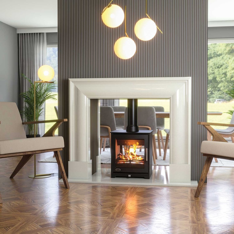 54 Inch Wide Fireplace Surround Henley Cloyne Alpine White Marble Stone