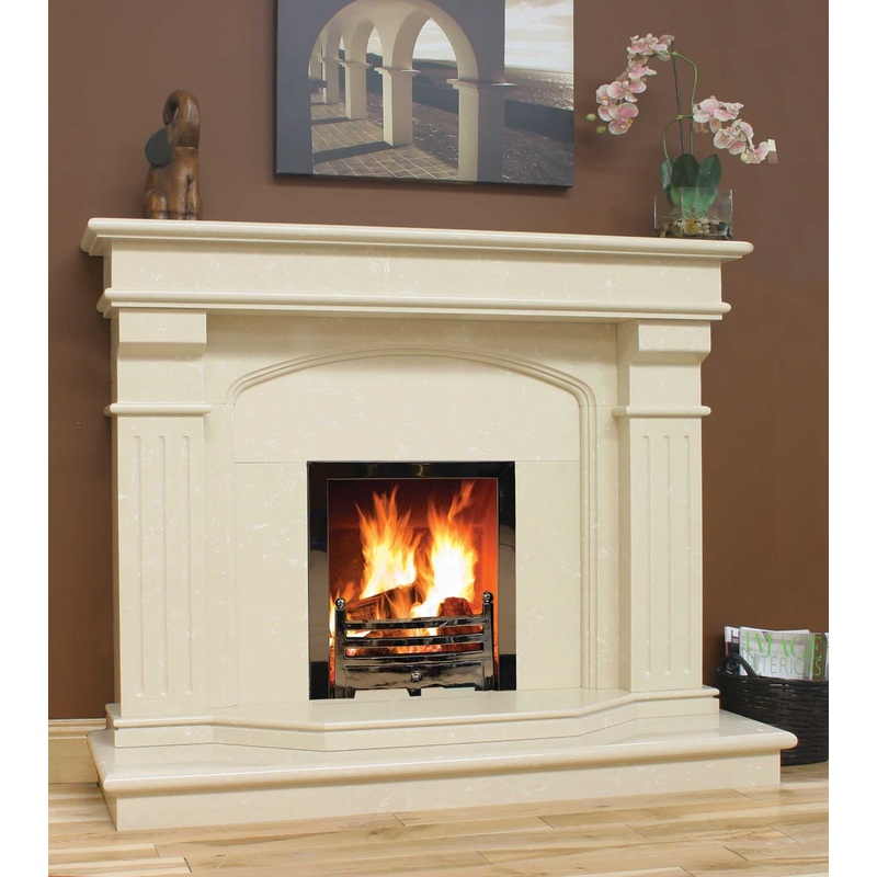 54Inch Wide Fireplace Surround Henley bridge Ivory Pearl Marble Stone