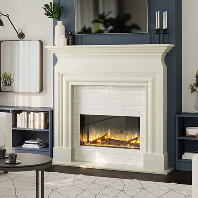 60 Inch Wide Fireplace Surround Henley Ashford Ivory Pearl Marble Stone