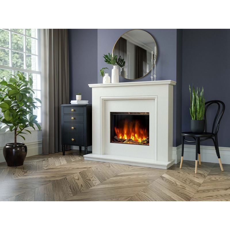 65 Inch Wide Fireplace Surround Henley Lunas 1120 Fireplace  Ivory Pearl Marble Stone