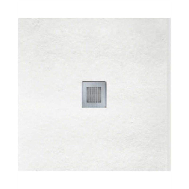 Slate White 800mm Square Shower Tray & W