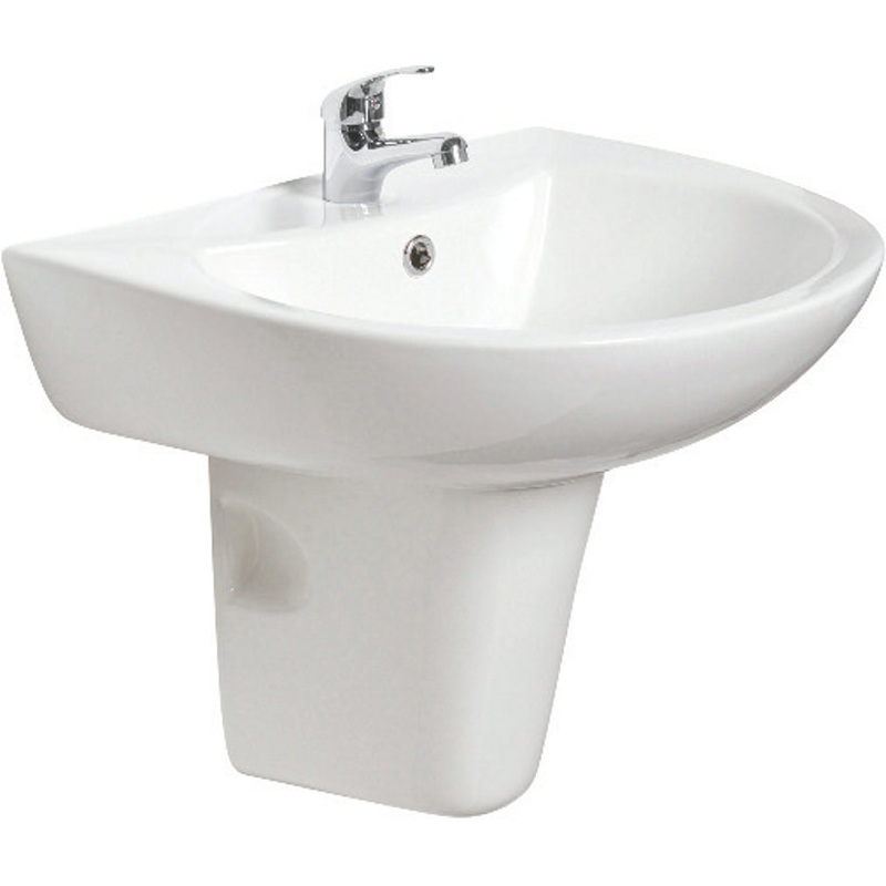 Strata 53cm Basin & Semi Pedestal 1TH