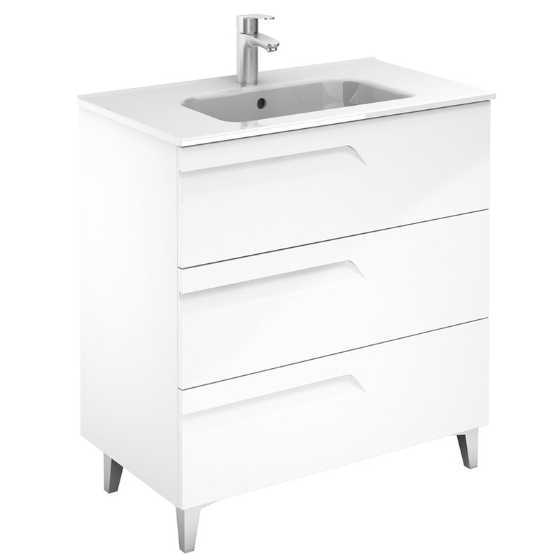 Brava Gloss White 3 Drawer 80cm Vanity U