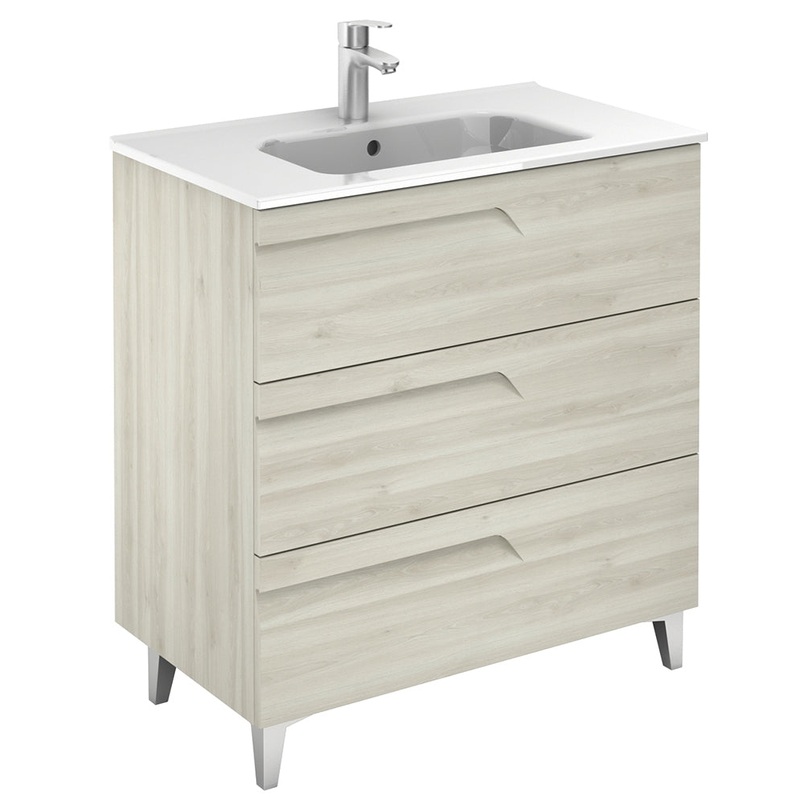 Brava Nature White 3 Drawer 80cm Vanity