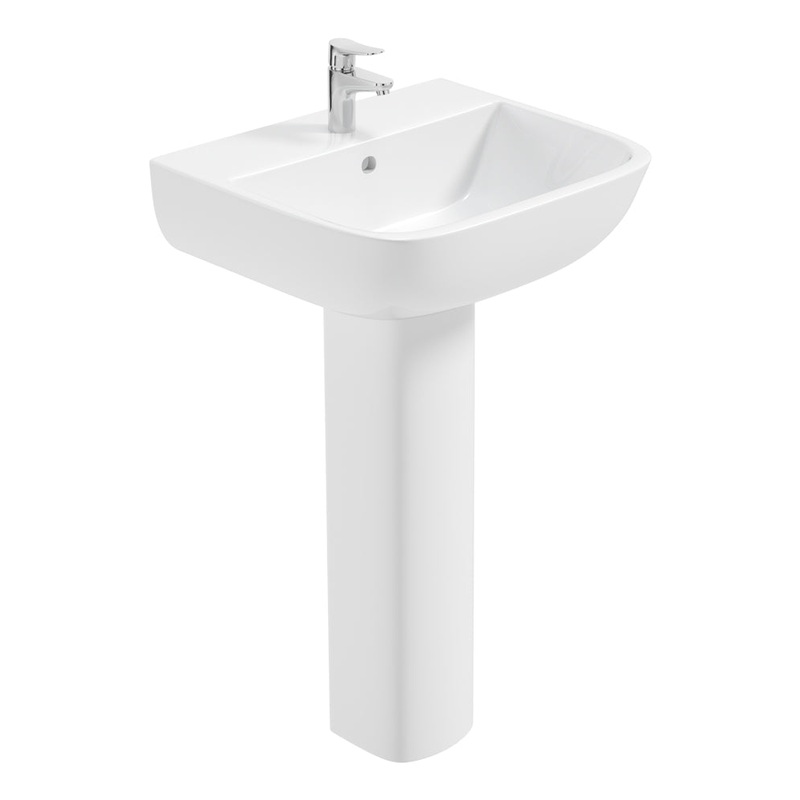 Rubix 52cm Basin 1TH with Full Pedestal