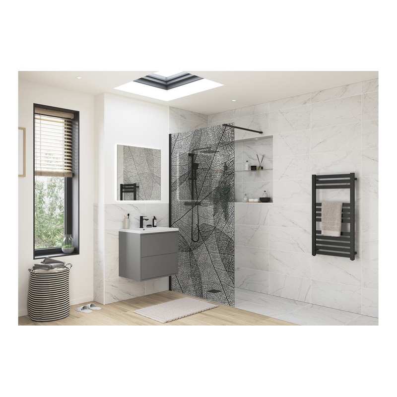 Luz 1200mm Leaf Design Wetroom Panel – Black