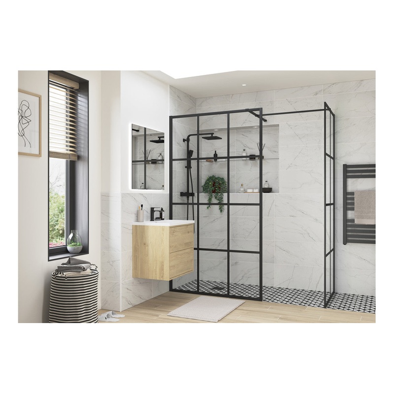 Luz Framed Wetroom Side Panel – Black