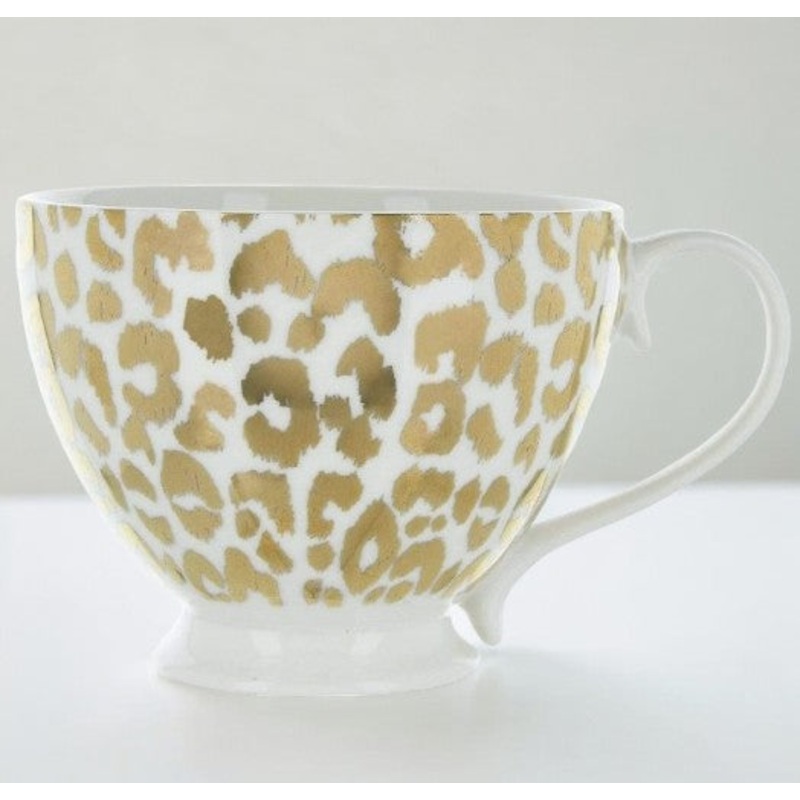 Animal Luxe Footed Mug Leopard Print Gold